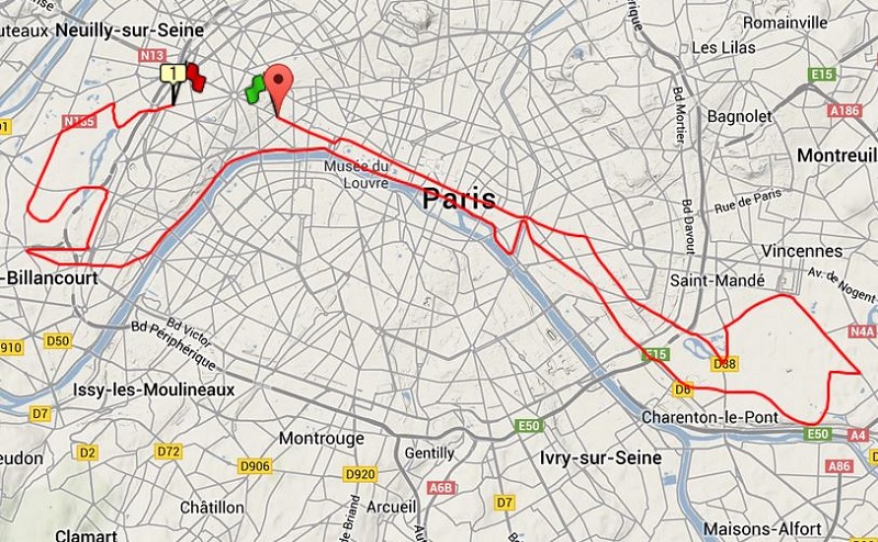 Analys av Paris Marathon karta