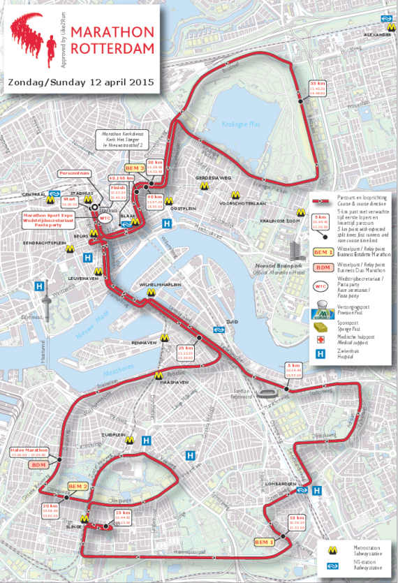 Maratonrutt Rotterdam maraton 2015