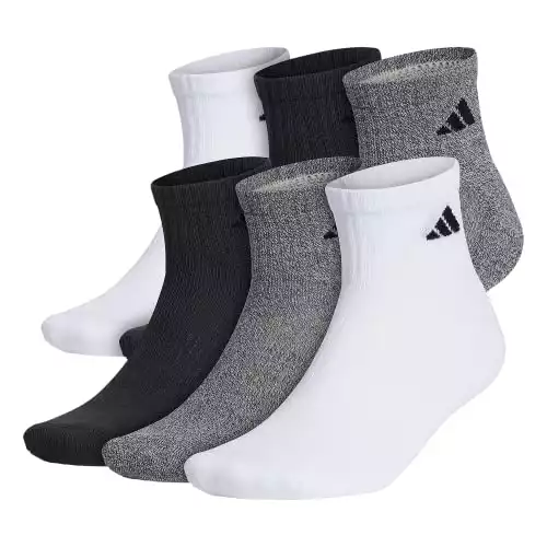 adidas Mens Athletic Cushioned (6-pair) Quarter Sock