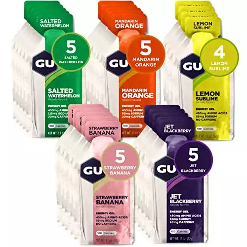 GU Energy Original Sports Nutrition Energy Gel, 24-Count, Assorted Fruity Flavors
