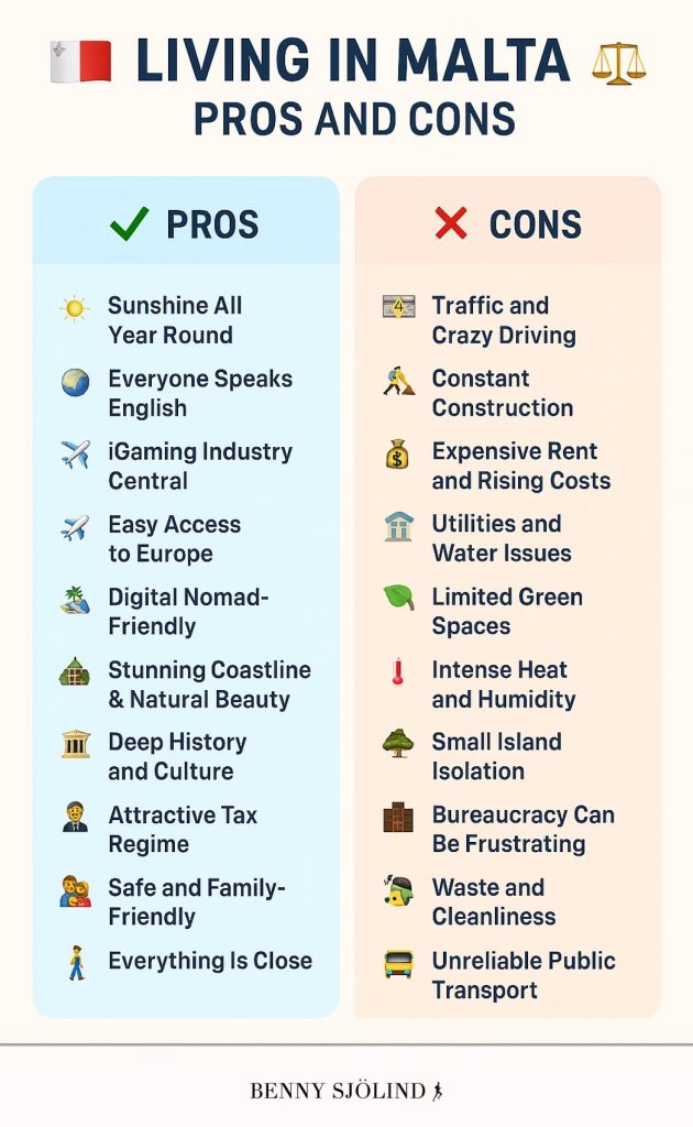 pros and cons with living in Malta