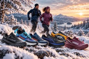 Bästa löparskor för vinter 2026 med Icebug, ASICS och HOKA i snöigt vinterlandskap