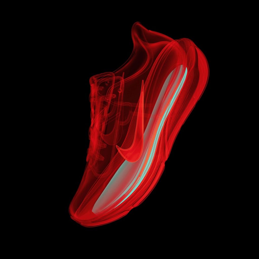 Nike Pegasus 42 i infrarött ljus ovanifrån som visar passform med mellansulan.