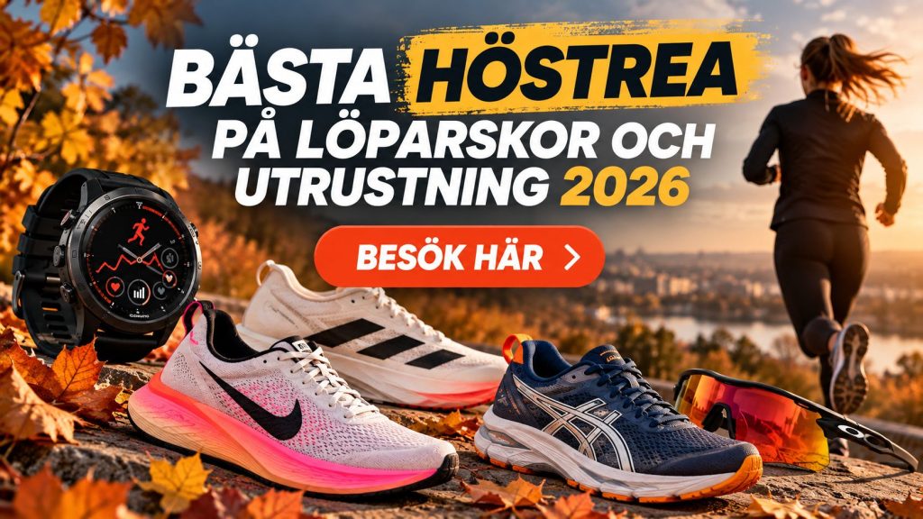 Bästa höstrea på löparskor och utrustning 2026 med löparskor, löparklocka och solglasögon.