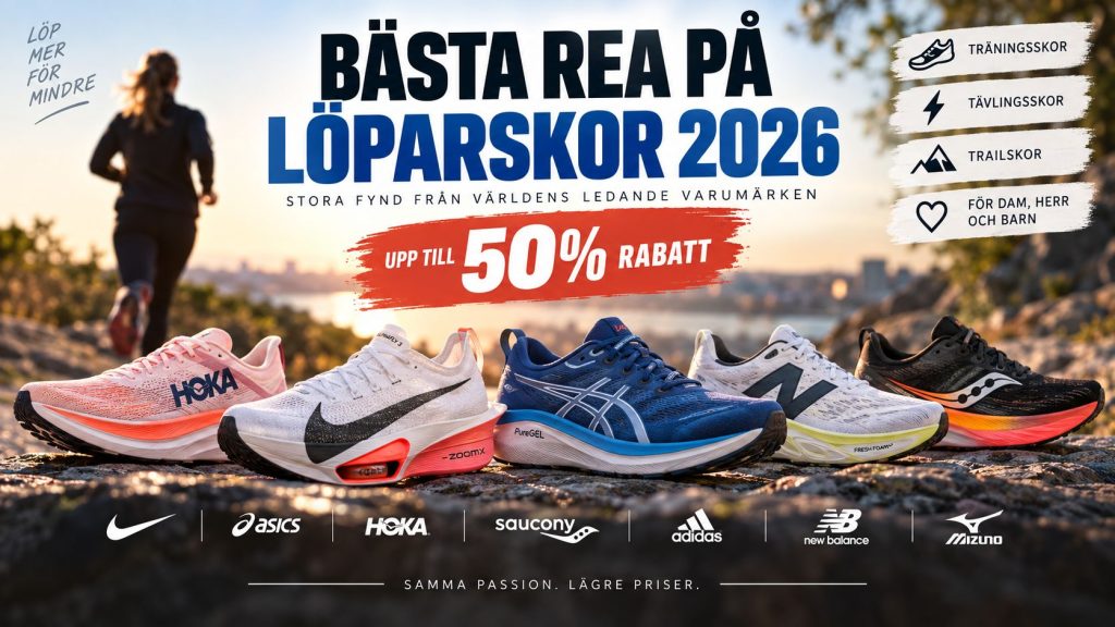 Bästa rea på löparskor 2026 med löparskor från Nike, ASICS, Hoka, Saucony och New Balance.